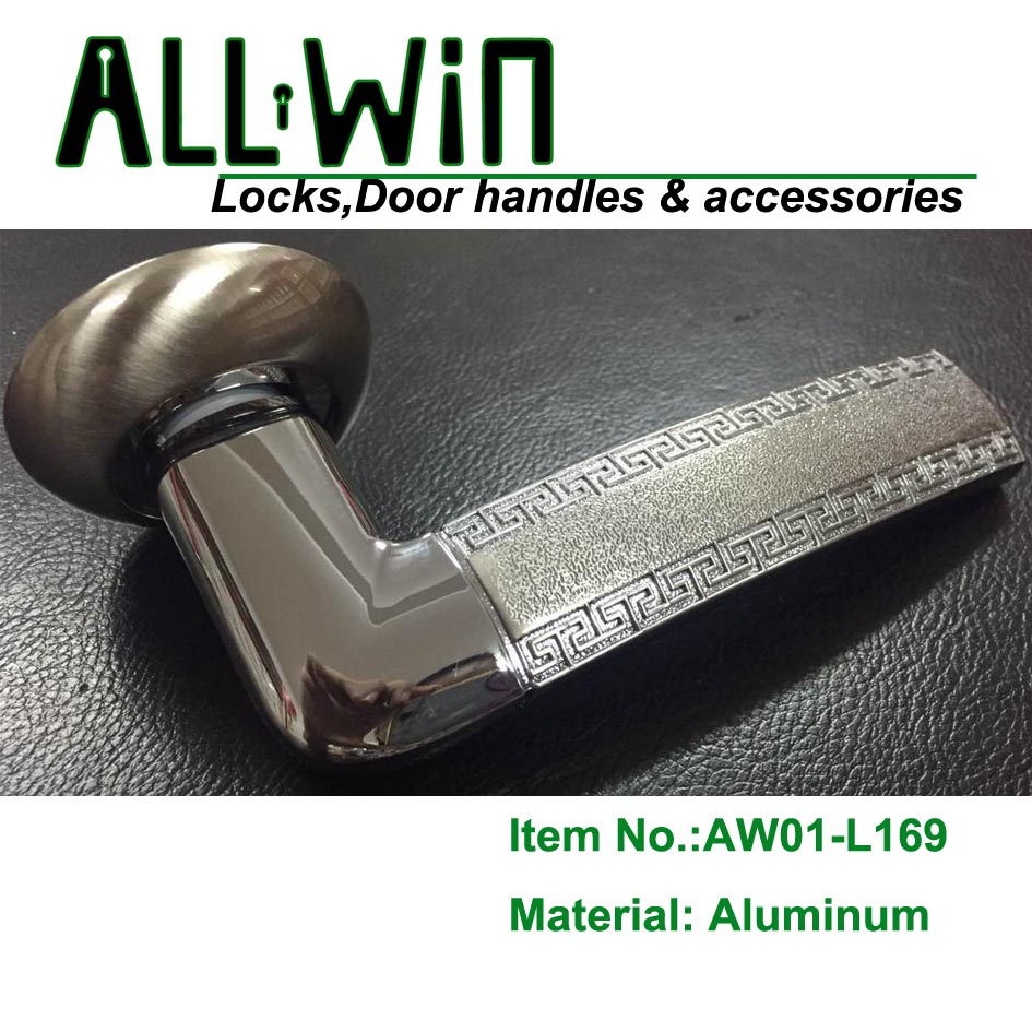 AW01-L169 Aluminum Door Handle on Round Rose